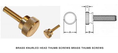 Thread Size #10-24 Flared-Collar Knurled-Head Thumb Screw Brass
